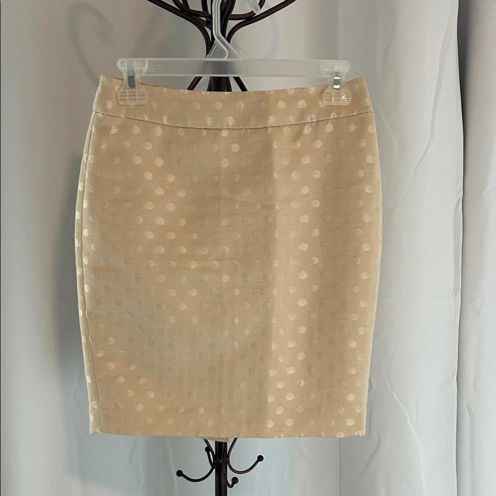 Ann Taylor Cream Polka Dot Pencil Skirt